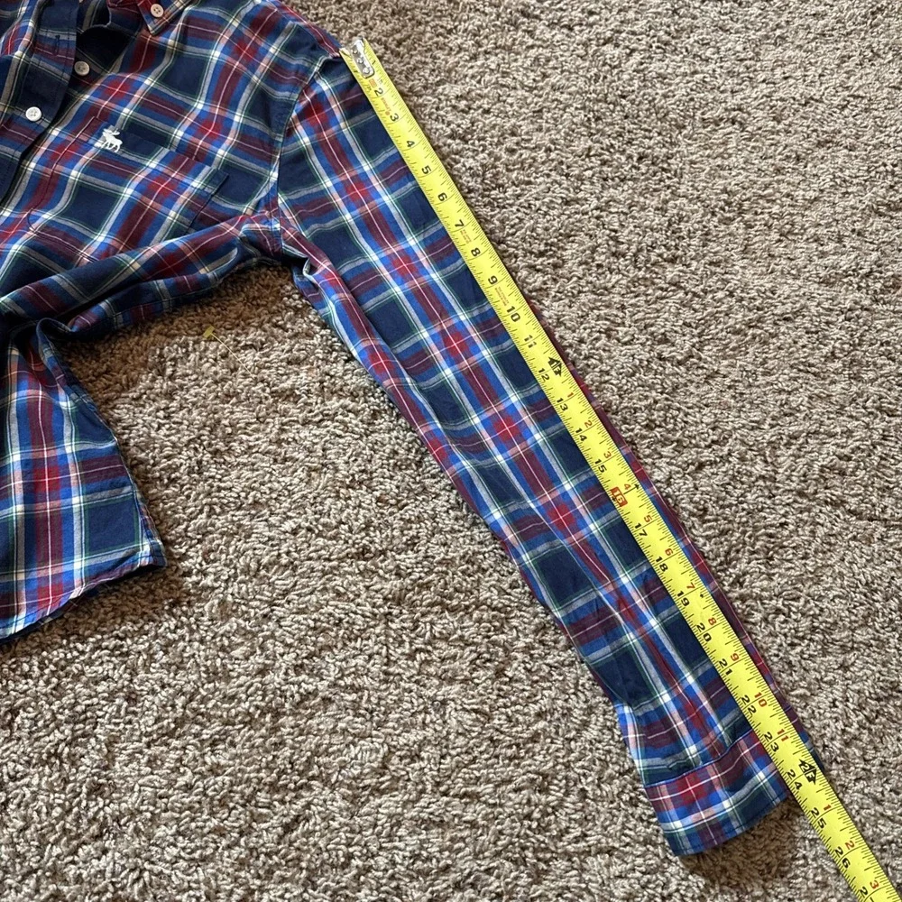 Abercrombie Kids Boy's Flannel Plaid Red/Navy  100% Cotton Shirt Size Med BTS